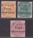Click for more photos and details India 1870 QV Revenue Court Fees Overprint on Service 2a, 4a, 8a Used BF5-BF7
