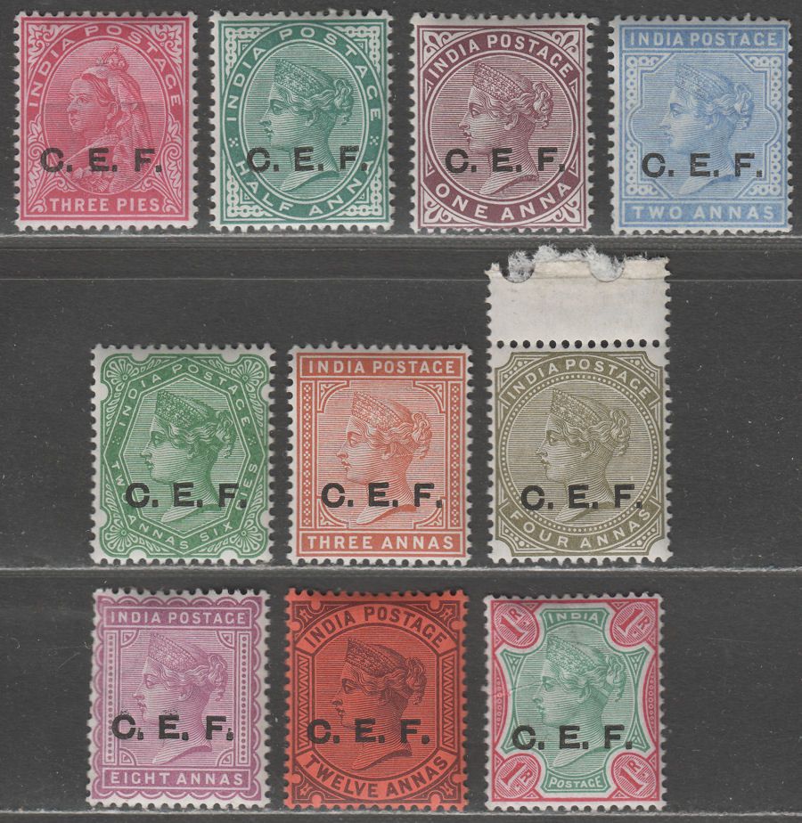India 1900 QV CEF Overprint Mint Set SG C1-C10 cat £60 China Expeditionary Force
