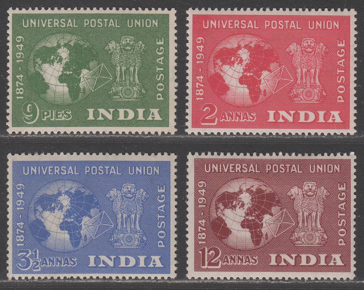 India 1949 75th Anniversary of UPU Set Mint SG325-328 cat £26