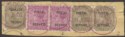 Click for more photos and details India 1902 QV Postal Service Revenue Overprint 8a x2 and 4a x3 Used on Piece