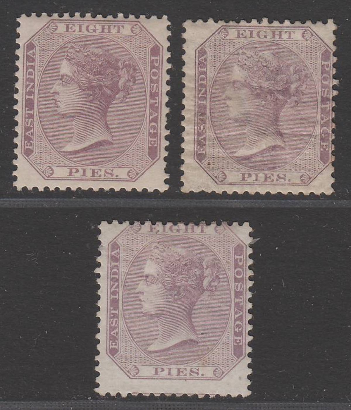 India 1865 QV 8p Shade Selection Mint SG56-57