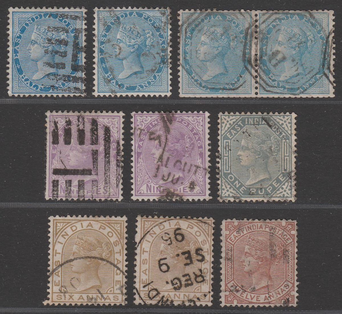 India 1873-76 Queen Victoria Selection to 1r Used