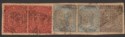 Click for more photos and details India 1882 Queen Victoria wmk Star 1r x2, 12a x2, 1a6p RB Perfins Used on Piece