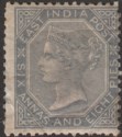 India 1867 QV 6a8p Slate Mint SG72 cat £120 FAULTY