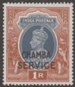 Indian States Chamba 1942 KGVI 1r Grey + Red-Brown Service Overprint Mint SG O83