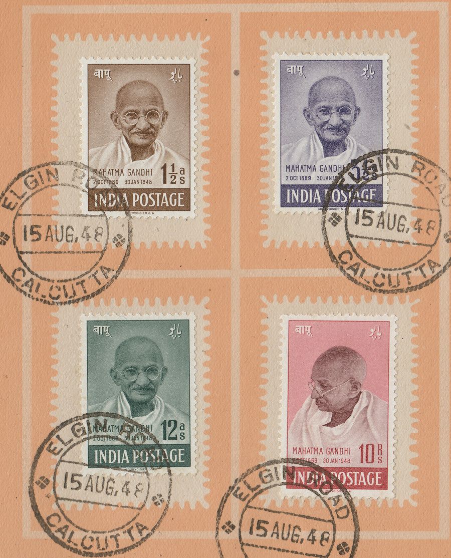 India 1948 Gandhi Independence Set inc 10r Used in FD Presentation Folder SG308