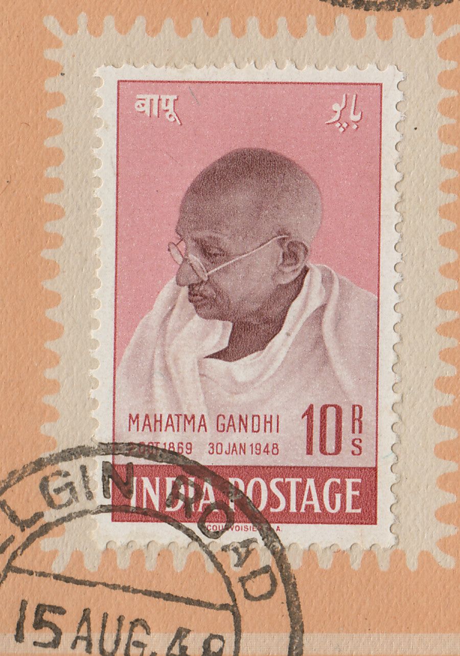 India 1948 Gandhi Independence Set inc 10r Used in FD Presentation Folder SG308