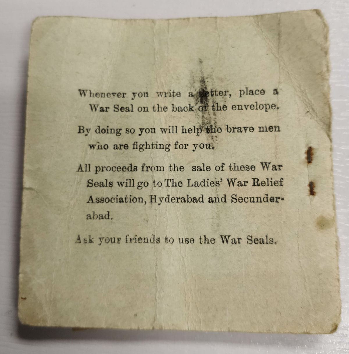 India Hyderabad War Relief Seal ½a Orange Mint pt Booklet with 26 stamps damaged