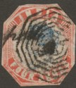 Click for more photos and details India 1854 Queen Victoria 4a Blue and Red Die II Frame I Used SG19 cat £700