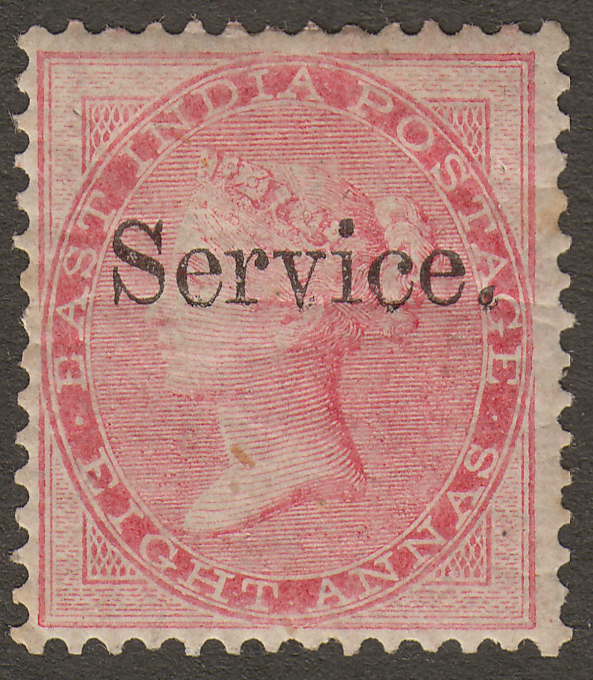 India 1866 QV Official Service Overprint 8a Carmine Mint SG O5 cat £55 tones