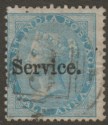 Click for more photos and details India 1866 QV Official Service Overprint ½a Blue Used SG O6 cat £30