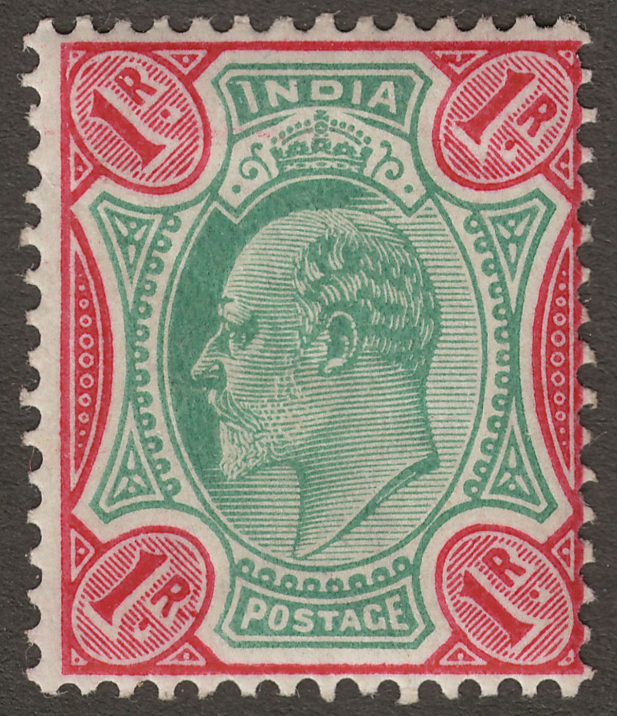 India 1903 KEVII 1r Green and Carmine Mint SG136