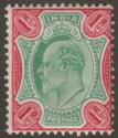 Click for more photos and details India 1903 KEVII 1r Green and Carmine Mint SG136