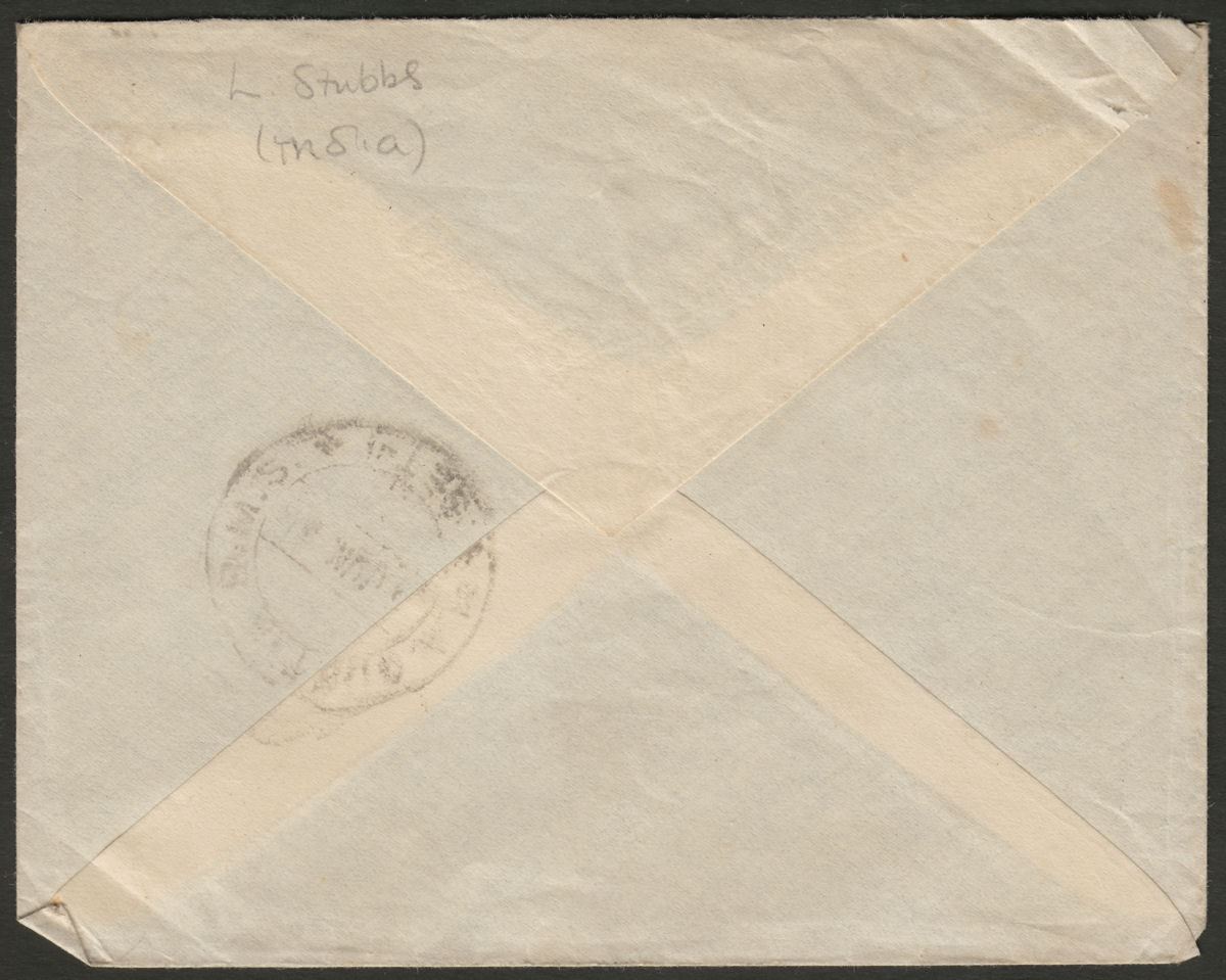 India 1935 KGV Quetta Earthquake Unstamped Untaxed Cover - UK 6th June Pakistan