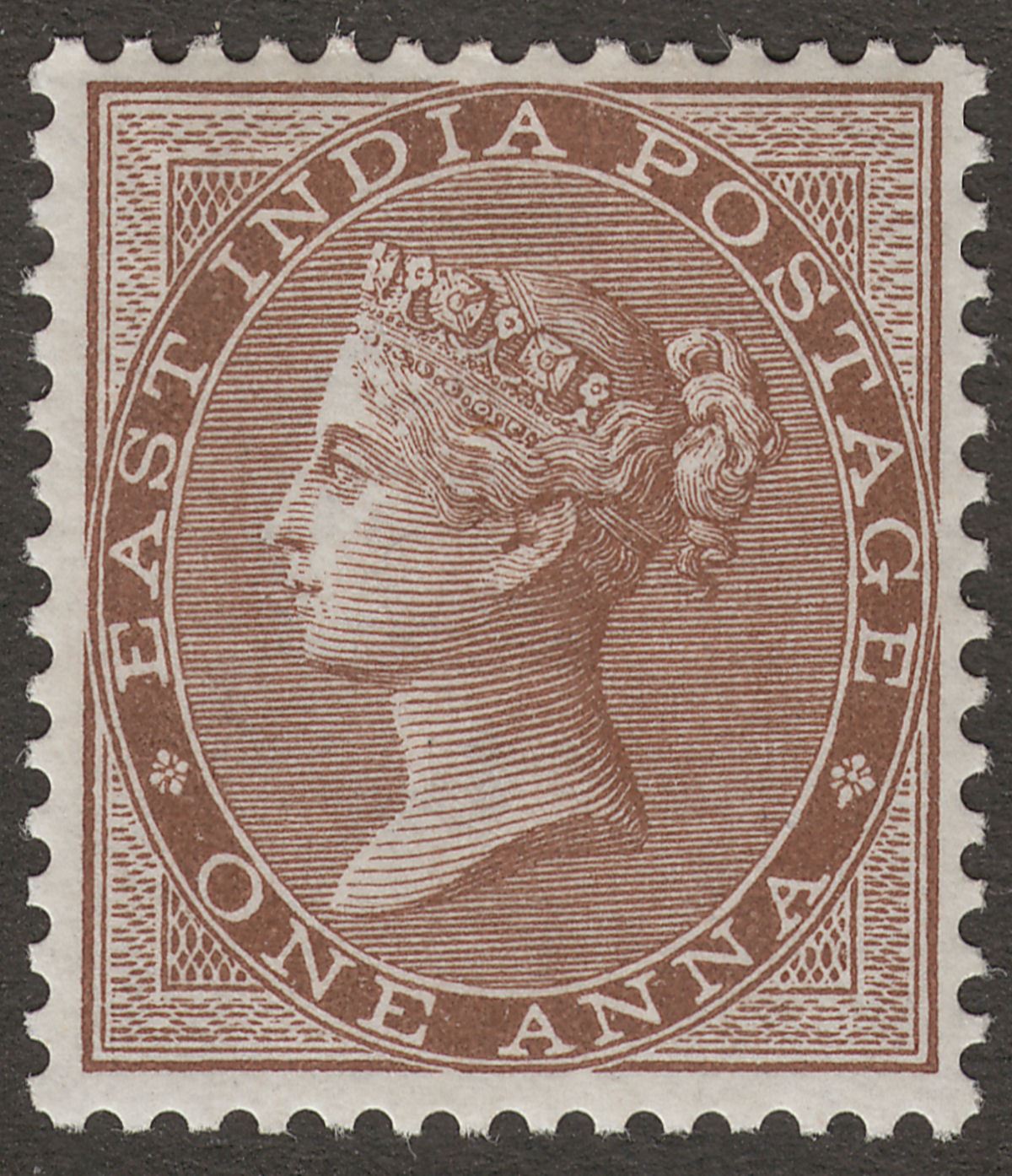 India 1865 QV 1a Deep Brown Mint SG59 cat £18