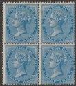 Click for more photos and details India 1873 QV ½a Deep Blue Die II Block of 4 Mint SG75 cat £64