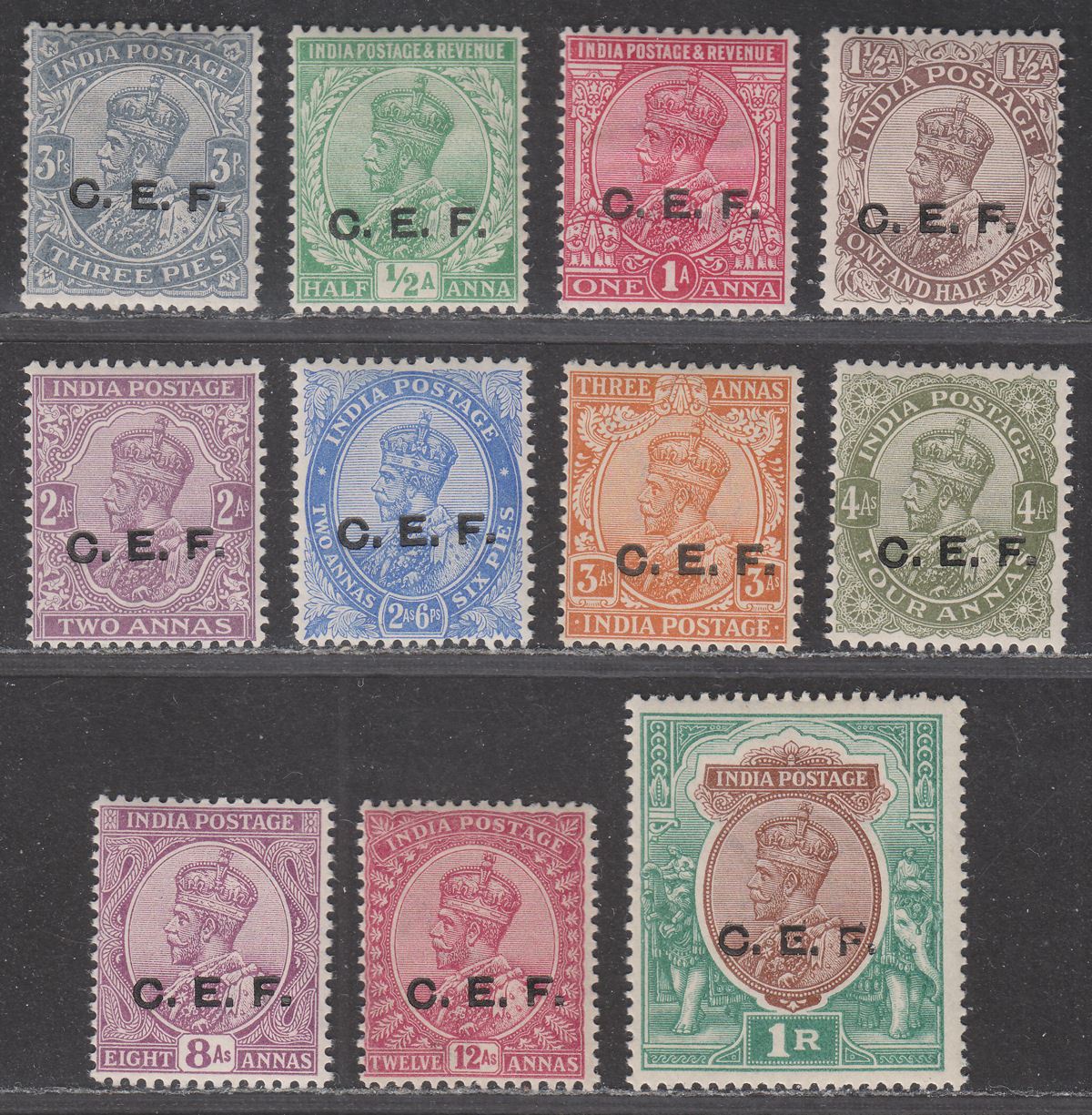 India 1914 KGV China Expeditionary Force CEF Overprint Set Mint SG C23-34 c £350
