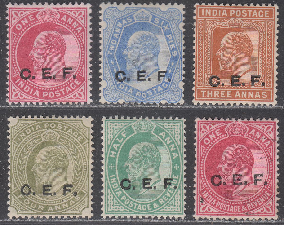 India 1905-09 KEVII China Expeditionary Force CEF Overprint Selection to 4a Mint