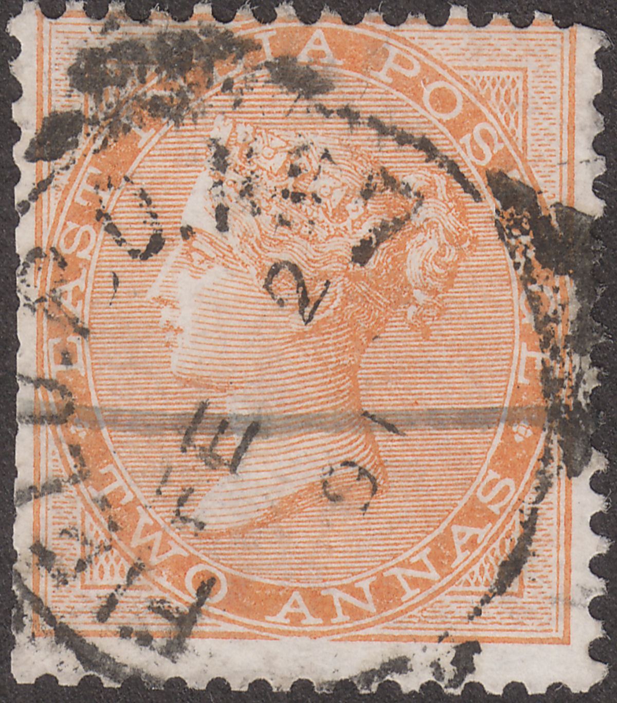 India 1891 QV 2a Used SG62 with FIELD PO No 7 Squared Circle Postmark Hazara