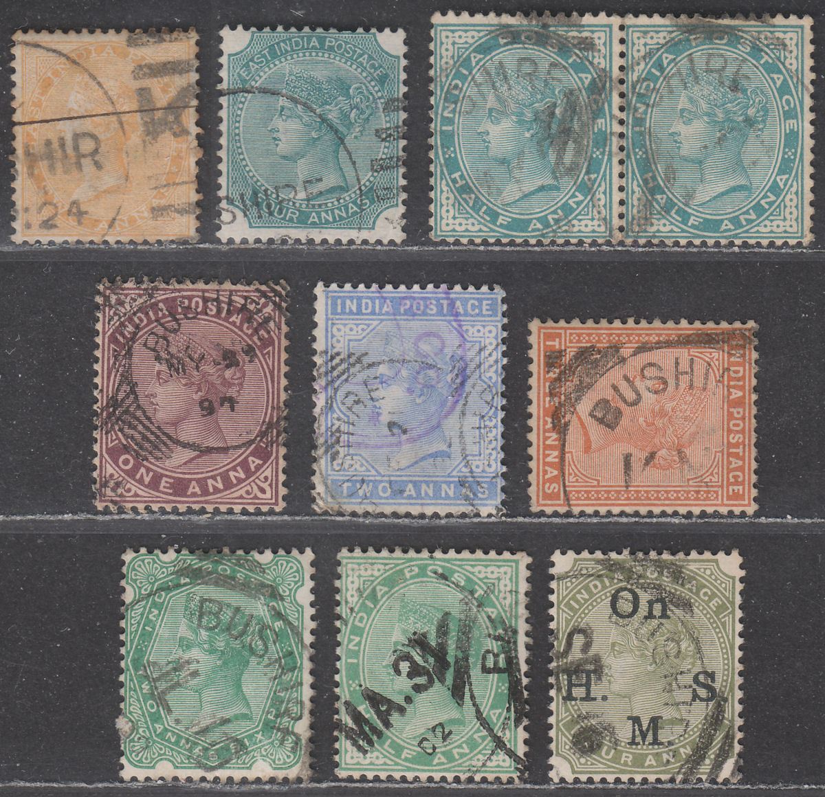India used Bushire Queen Victoria Selection Used with various BUSHIRE Postmarks