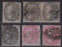 Click for more photos and details India 1855 QV 4a Black, 8a Carmine on Blue Paper Selection Used SG35-36