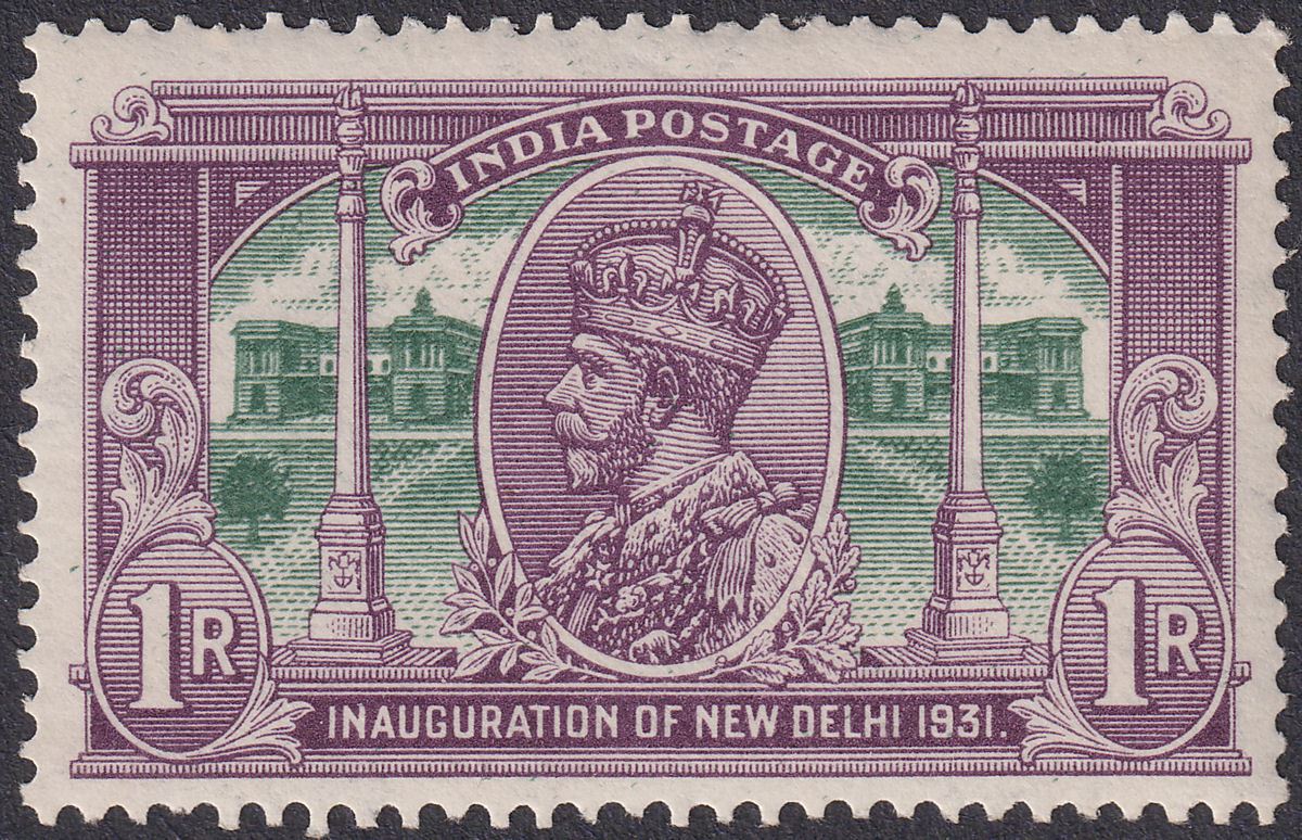 India 1931 KGV Inauguration of New Delhi 1r Violet and Green Mint SG231 cat £28