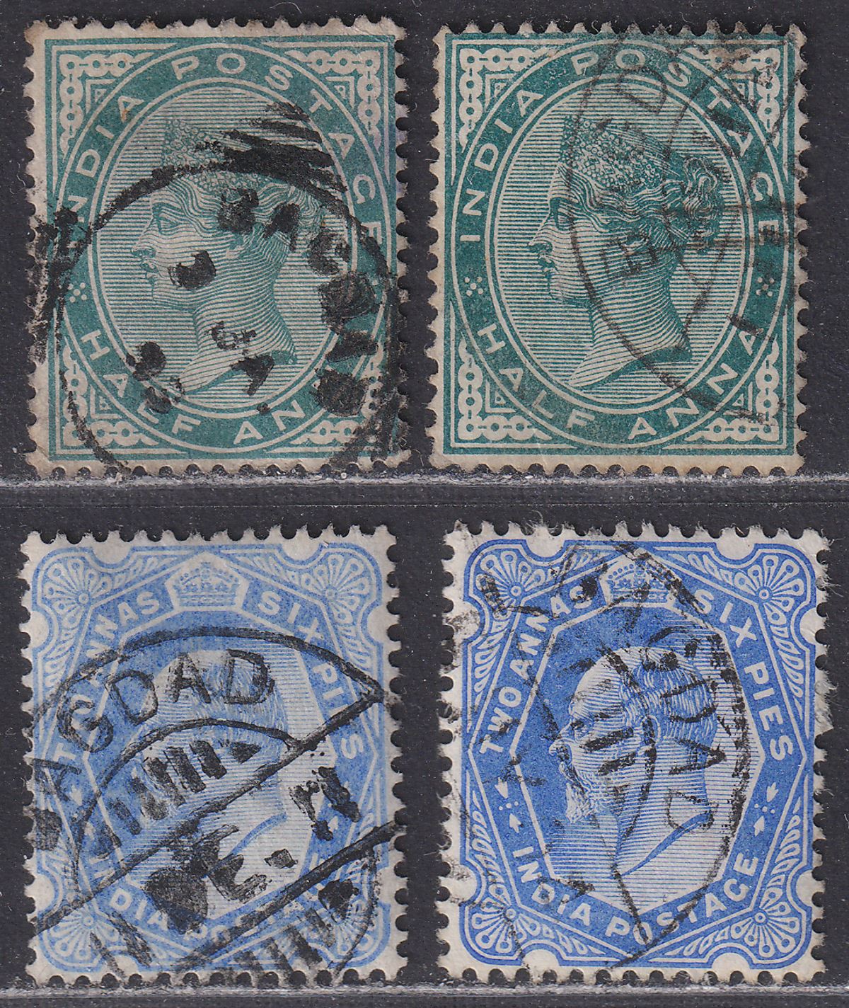 India used Iraq 1882-1902 QV ½a, KEVII 2a6p Selection Used with BAGDAD Postmarks