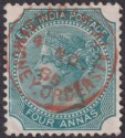 India 1885 QV 4a Blue-Green Die II Used with DHARAMTALA MONEY ORDERS Postmark