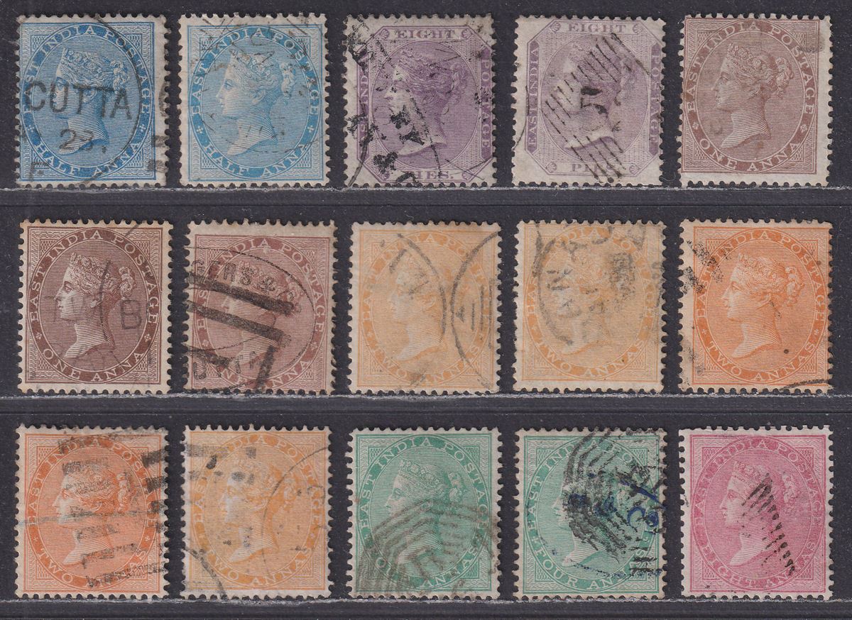 India 1865 Queen Victoria wmk Elephant's Head Selection to 8a Used