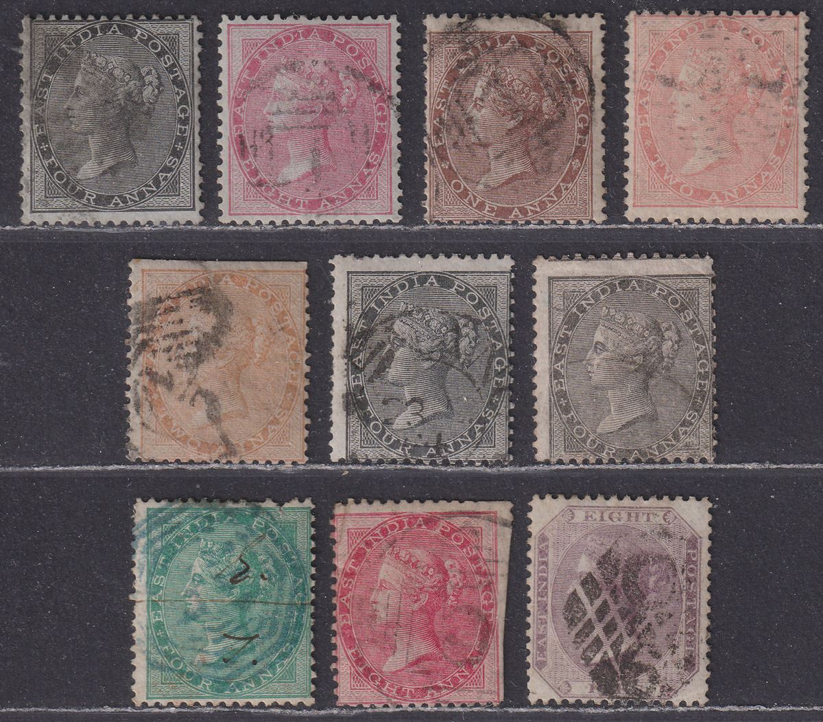 India 1855-60 Queen Victoria Unwatermarked Selection to 8a Used