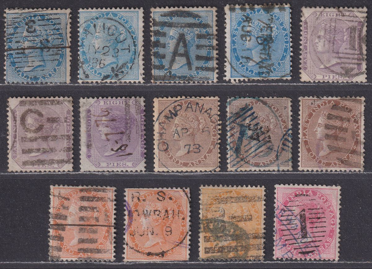India 1865 Queen Victoria wmk Elephant's Head Selection to 8a Used