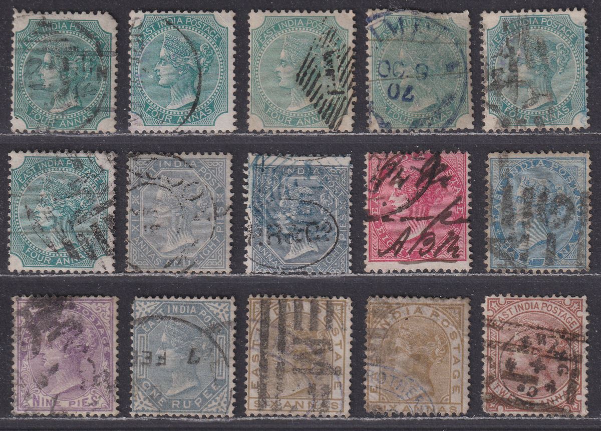 India 1866-76 Queen Victoria Selection to 1r Used