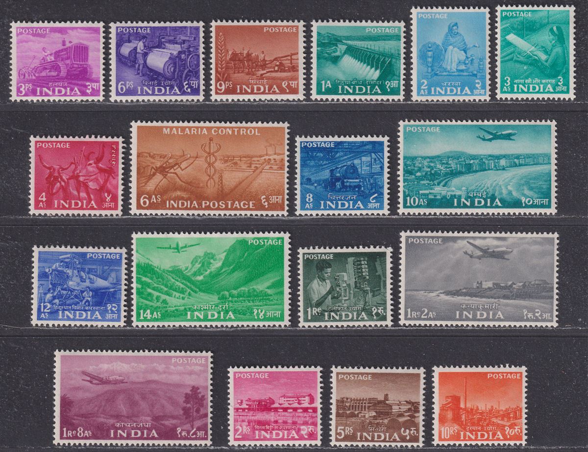 India 1955 Five Year Plan Set Mint SG354-371 cat £110