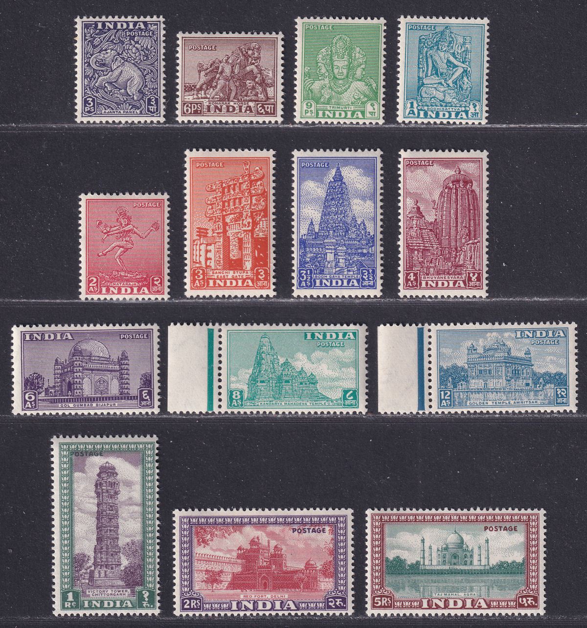 India 1949 Archaeology Set to 5r Mint SG309-322 cat £130