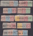 India QV/KEVII Telegraph Stamp Halves Used Pieces inc BANNU, OOTACAMUND Cancels