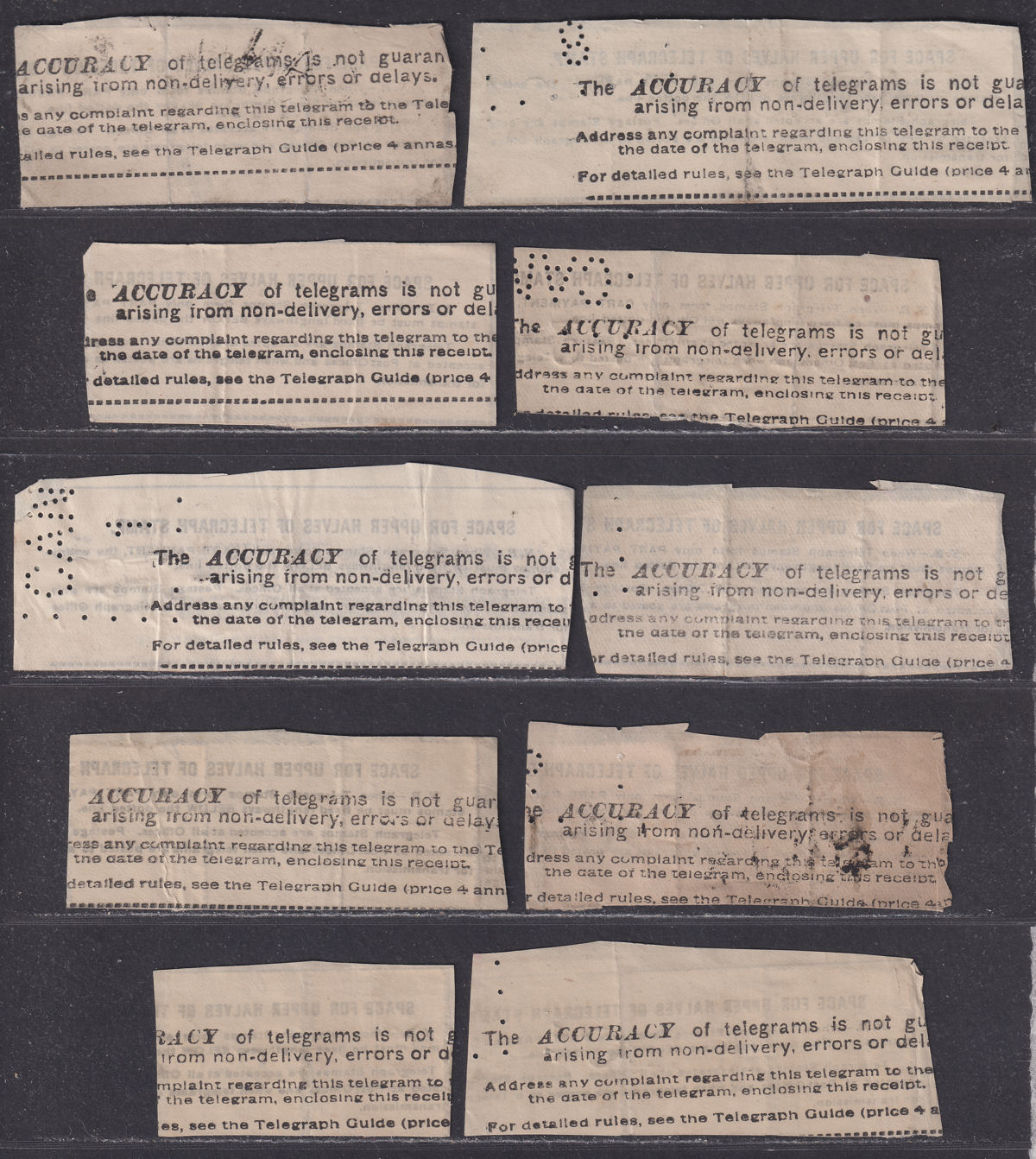 India QV/KEVII Telegraph Stamp Halves Used Pieces inc BANNU, OOTACAMUND Cancels