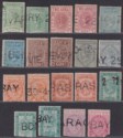 India QV 1869-78 Telegraph Selection to 50r Used Halves