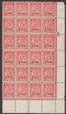 Indian States Travancore 1943 2ca on 1½ca Scarlet p11 Block of 24 Mint SG73e