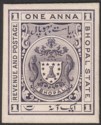 Click for more photos and details Indian States Bhopal 1908 1a Purple Colour Trial or Proof on Thick Card SG100P