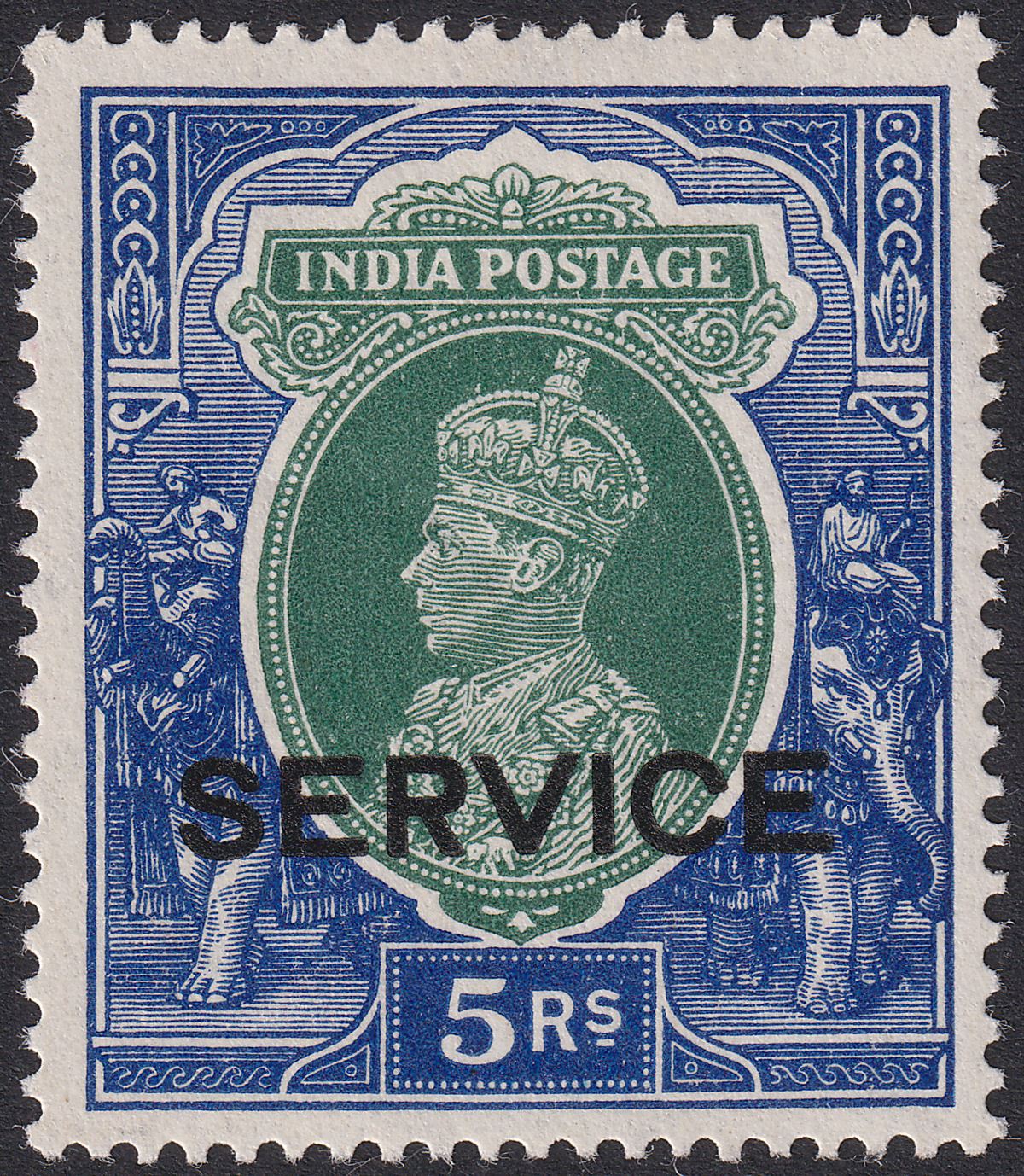 India 1938 KGVI Official Overprint 5r wmk Inverted Mint SG O137w cat £160