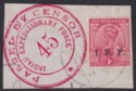 India 1915 KGV Indian Expeditionary Forces IEF 1a Opt Piece Used Censor 45 Mark