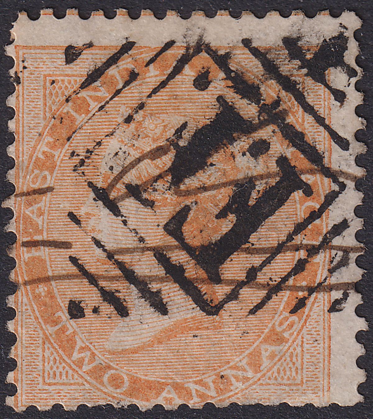 India used Abyssinia 1868 QV 2a Yellow Used SG AZ4 w FF Postmark cat £150