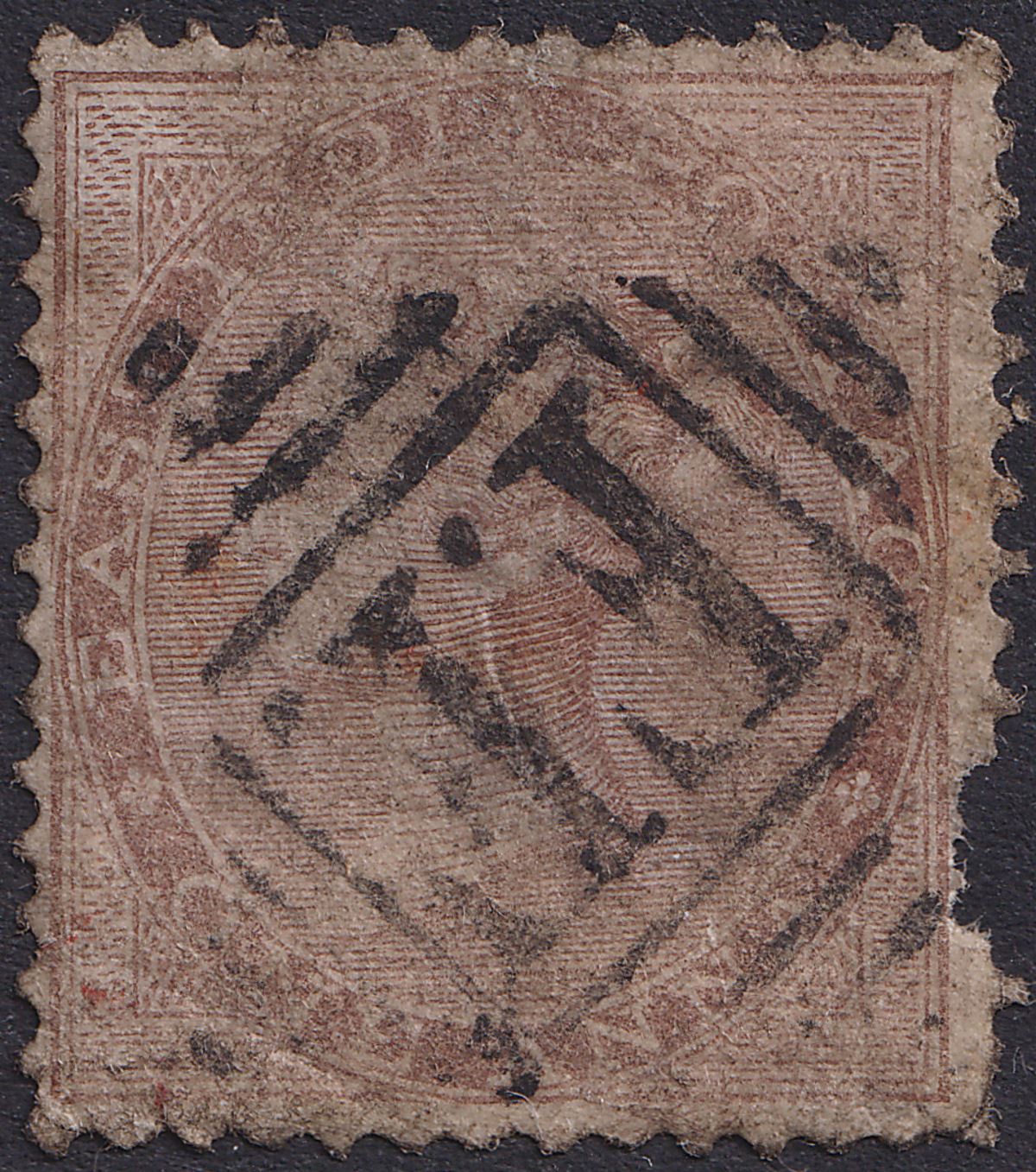 India used Abyssinia 1865 QV 1a Brown Used SG AZ3 w FF Postmark Very FAULTY