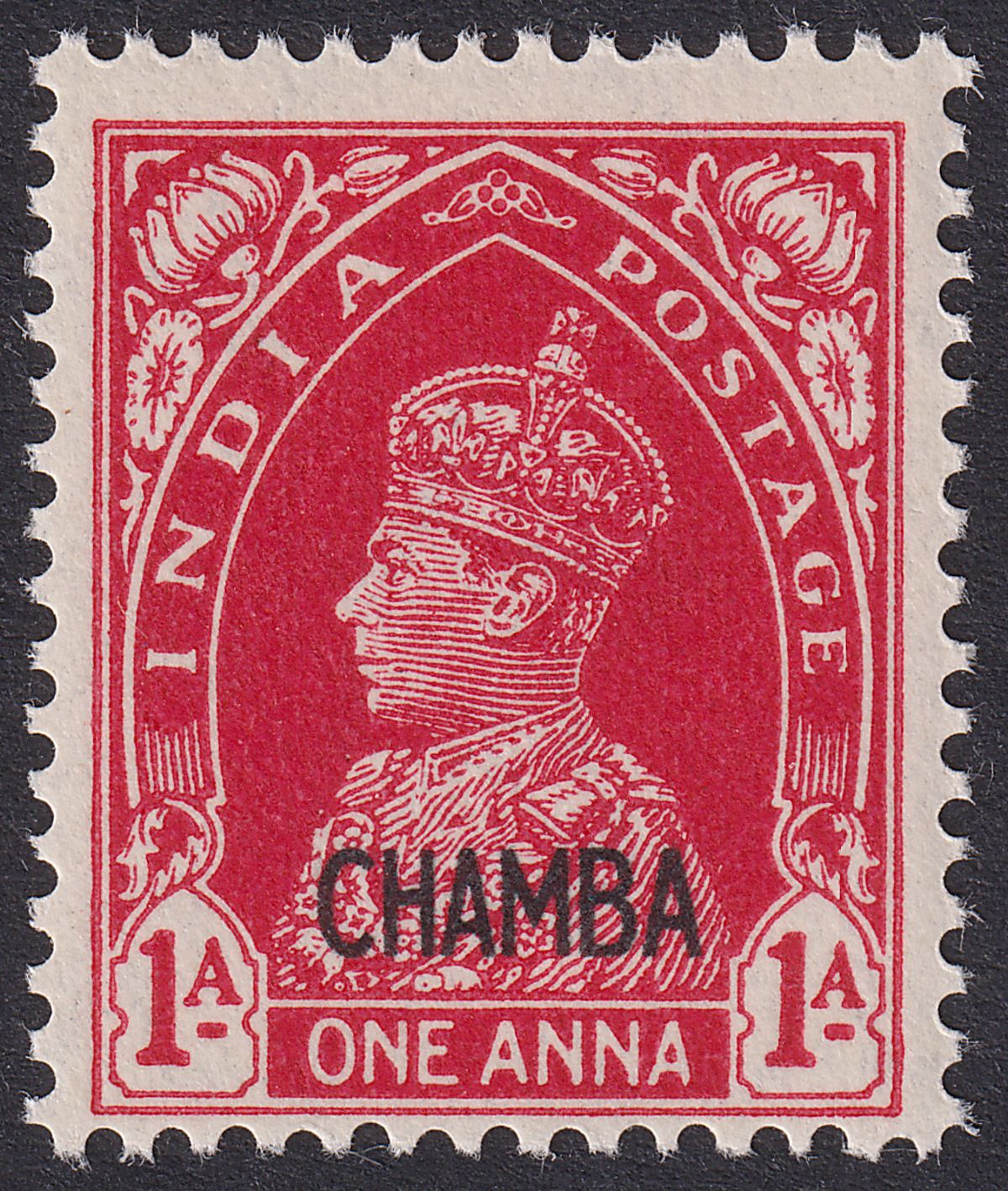 Indian States Chamba 1942 KGVI Overprint 1a Carmine Mint SG101 cat £160