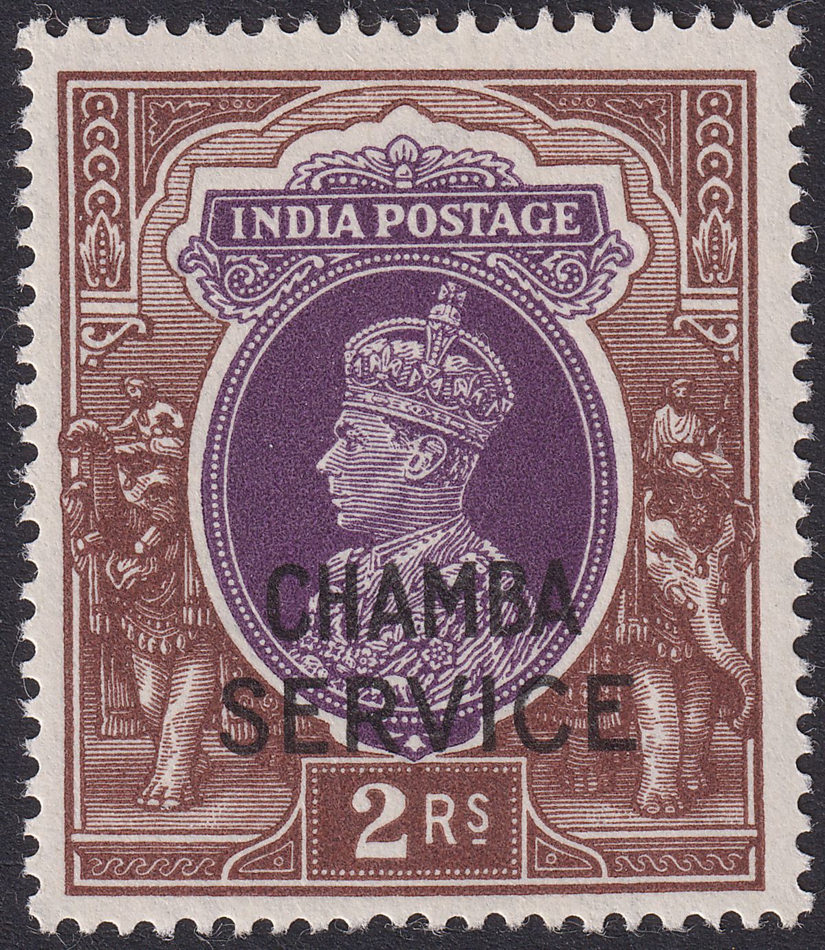 Indian States Chamba 1942 KGVI Official Overprint 2r Missing Dot Mint SG O84