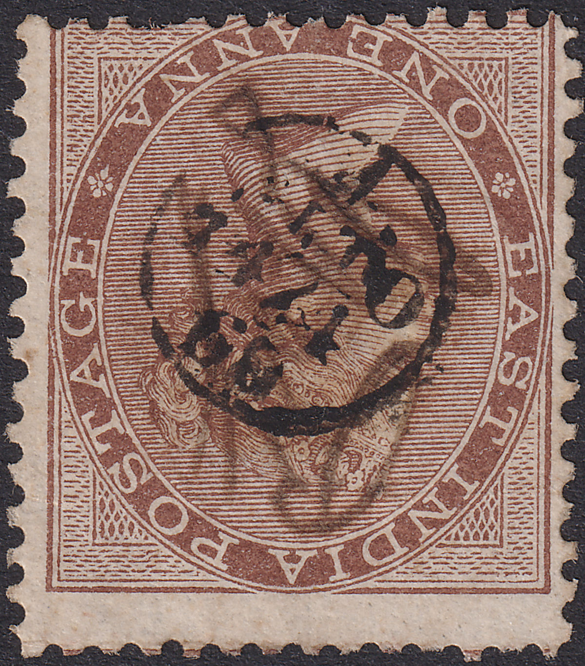 India 1865 QV 1a Brown Used with Small Circular Numeral 4 cancel?