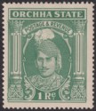 Click for more photos and details Indian States Orchha 1939 KGVI Maharaja 1r Grey-Green Mint SG42 cat £42