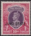 Click for more photos and details Indian States Jind 1937 KGVI 10r Purple and Claret Overprint Mint SG124 cat £60