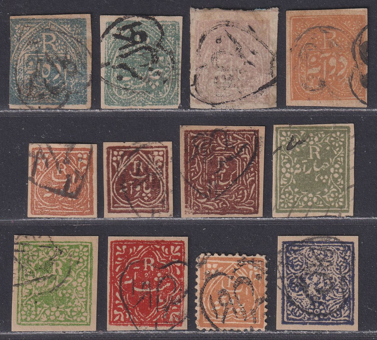 Indian States Jind 1874-85 Imperf Selection to 8a Used