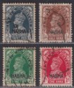Indian States Nabha 1942 KGVI Overprint Set Used SG95-98 cat £40 perf toning